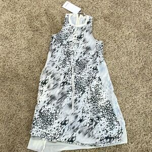 NWT! Lululemon Mesh Overlay High Neck Dress White & Charcoal Women’s Sz 2